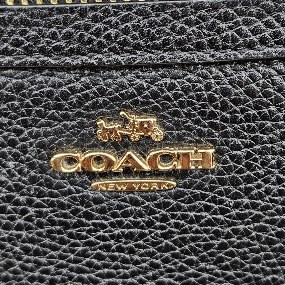 Coach Black Leather Tote with Gold Hardware - Picture 3 of 16